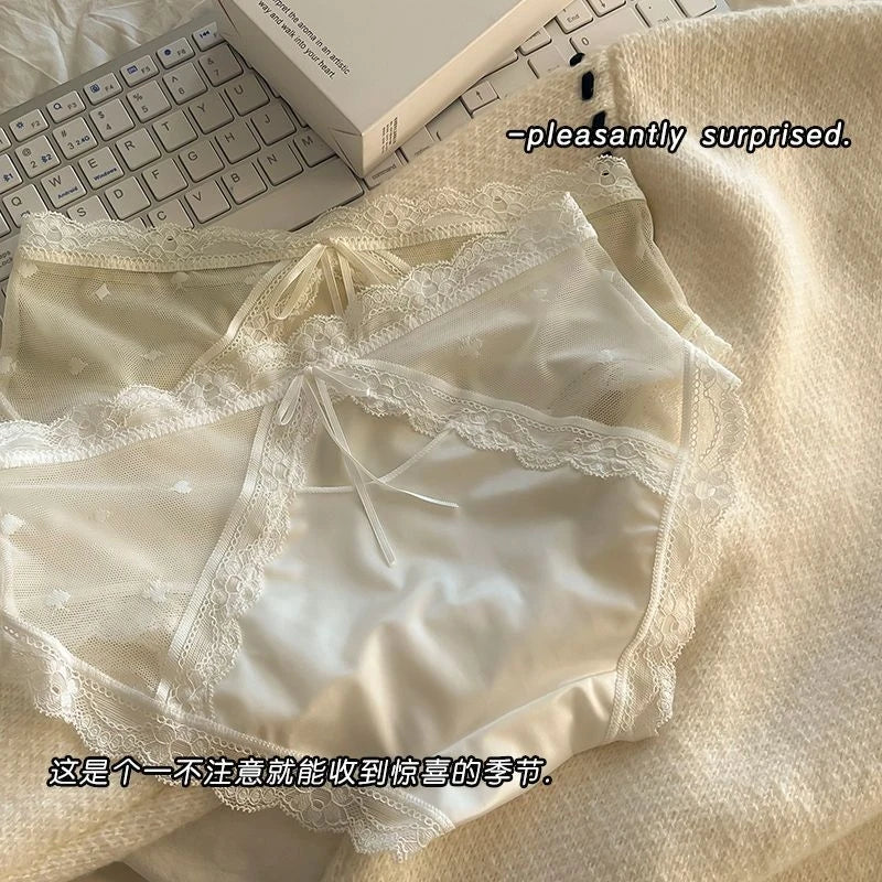 French Lace Hollow Women's Briefs | Soft Cotton Crotch Panties Women's Lace Briefs QXL