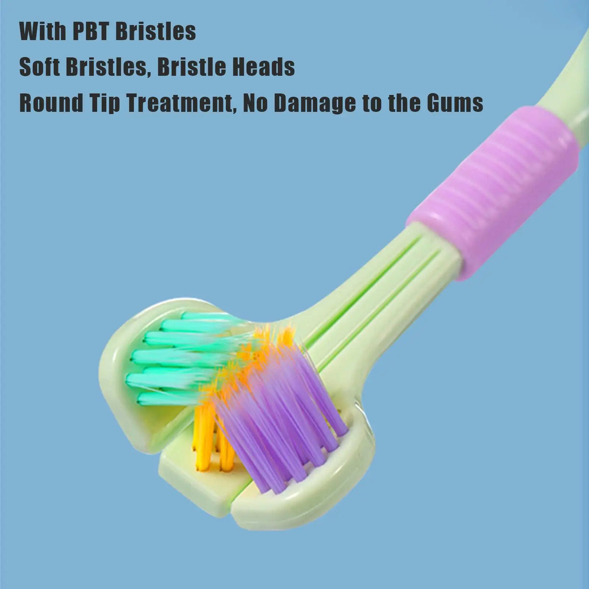 3-Sided Soft Bristle Toothbrush with Tongue Scraper Manual Toothbrush QXL