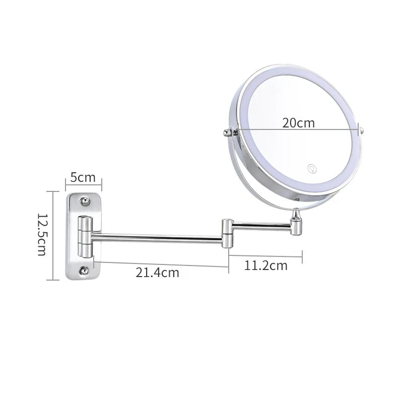 Wall-Mount LED Makeup Mirror | Double-Sided 3–10x Magnifying LED Vanity Mirror QXL 3x