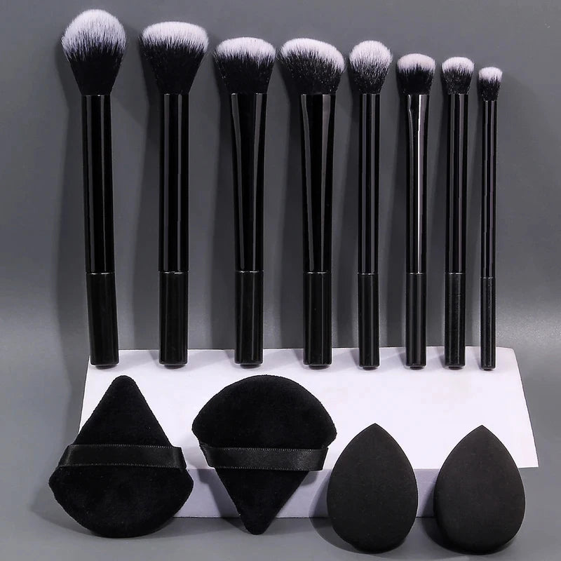 12-Piece Beginner Makeup Brush & Sponge Set | Soft & Portable Makeup Brush Set QXL