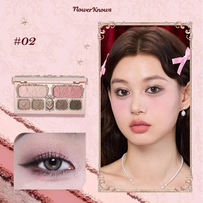 Flower Knows Little Angel 9-Color Glitter Eyeshadow Palette Eyeshadow Palette QXL 02Blackcurrant