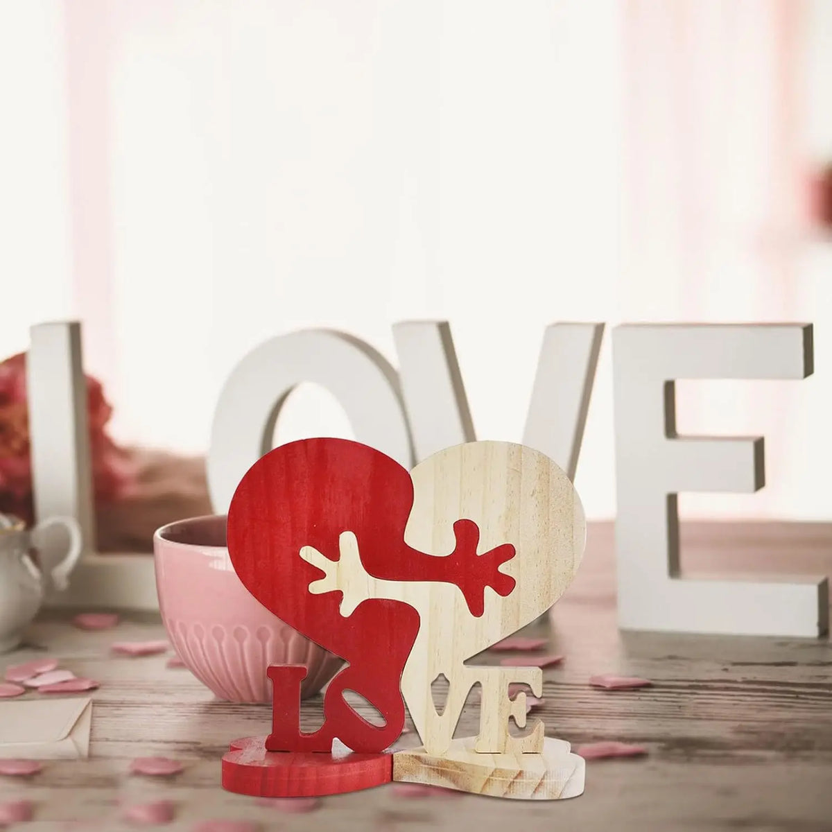 Wooden Linked Heart Ornament | Wedding & Valentine's Décor Wooden Heart Ornament QXL