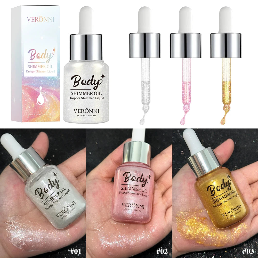 Liquid Shimmer Highlighter Drops for Face & Body – 30ml Liquid Highlighter Drops QXL