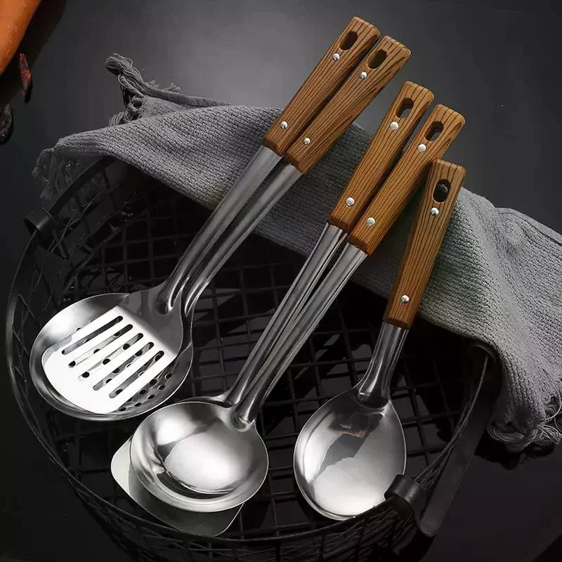 Stainless Steel Wok Spatula Set | Long Handle Kitchen Utensils Wok Spatula Set QXL