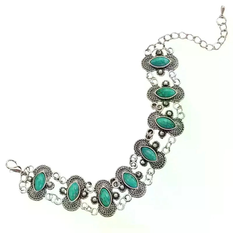 Vintage Bohemian Turquoise Bangle | Adjustable Women's Bracelet Bangle Bracelet QXL