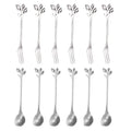 12-Pc Leaf Stainless Steel Fruit Fork & Dessert Spoon Set Dessert Flatware Set QXL 12PCS