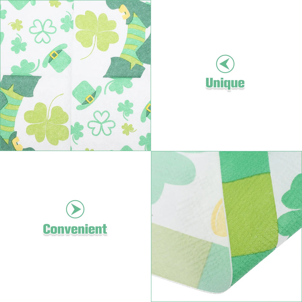 20-Pack Shamrock Paper Napkins | St. Patrick's Day Party Disposable Paper Napkins QXL