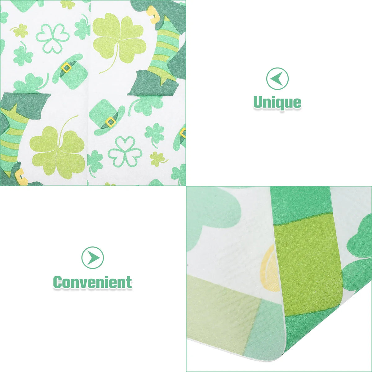 20-Pack Shamrock Paper Napkins | St. Patrick's Day Party Disposable Paper Napkins QXL