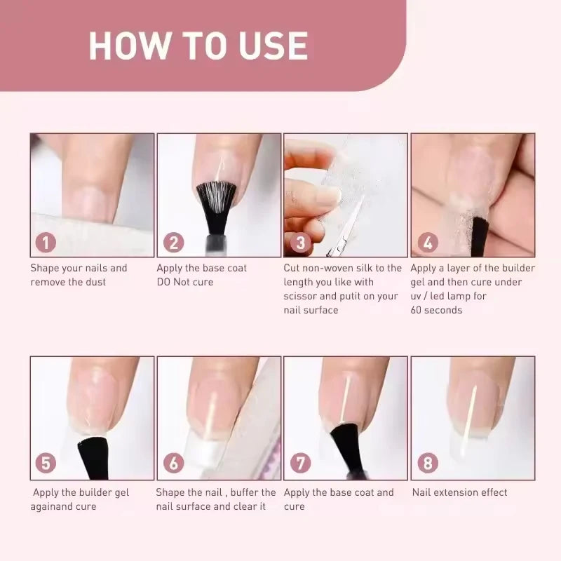 Silk Fiberglass Nail Extension Wraps 20pc | UV Gel French Nail Extension Wraps QXL