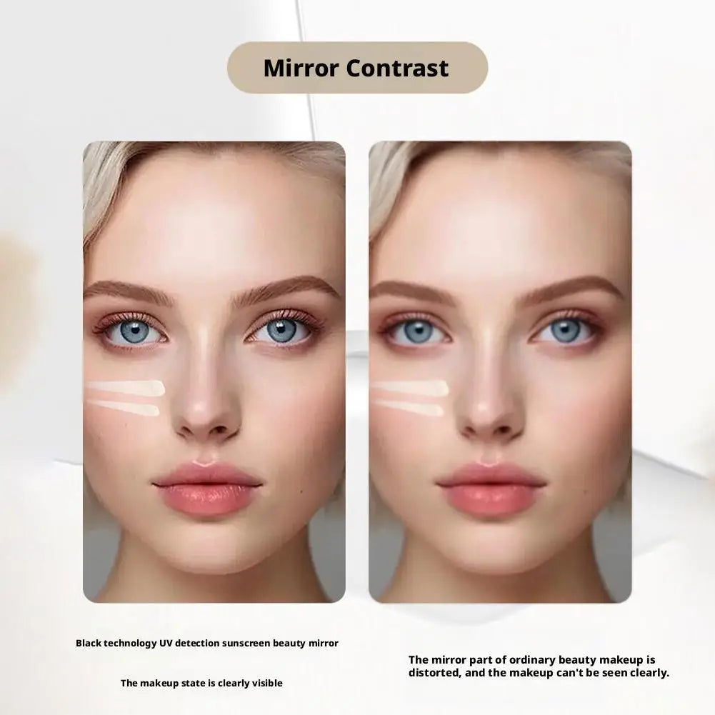 LED Makeup Mirror UV Detection, Dimmable 3-Mode Light, USB-C LED Makeup Mirror QXL