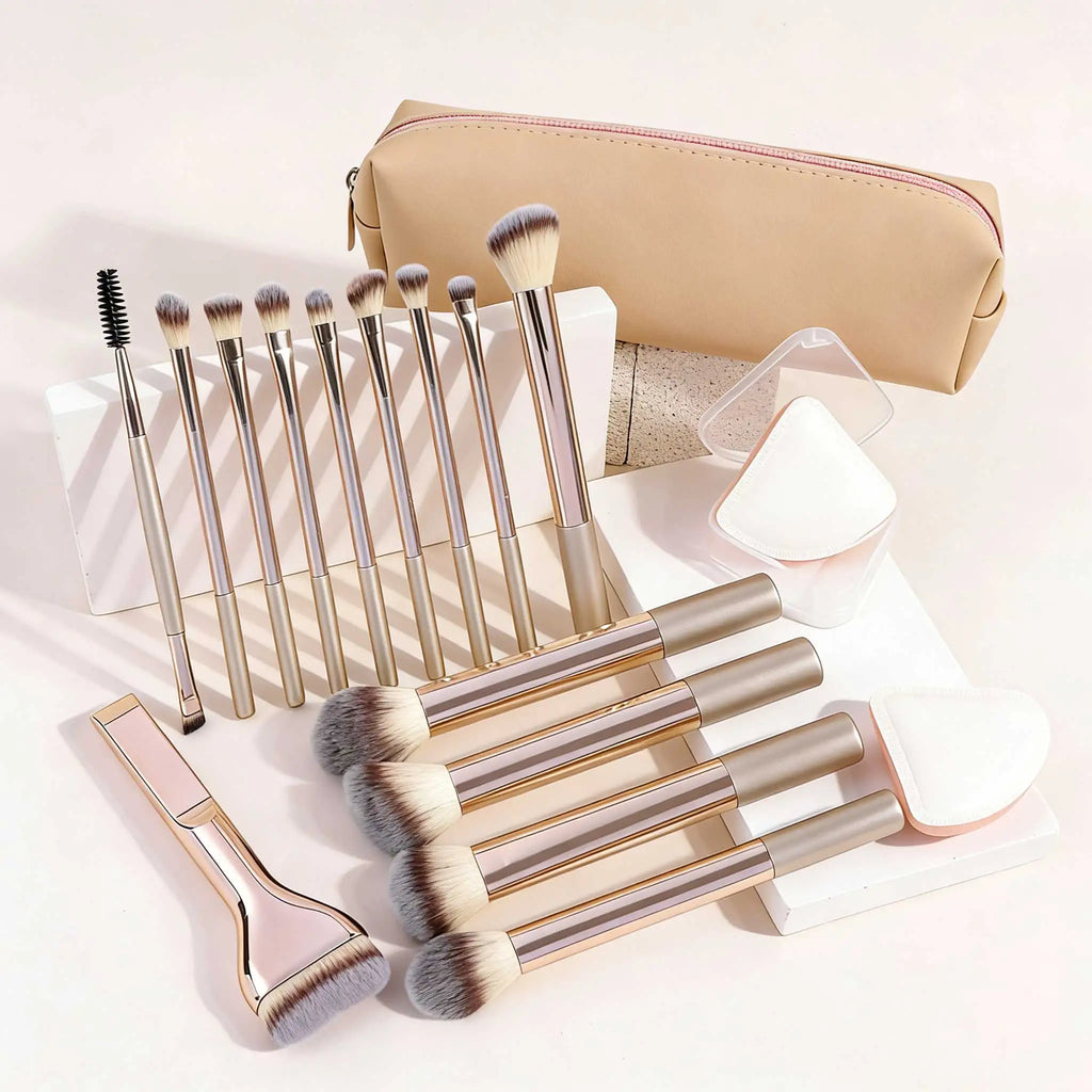 LUXEBLEND 13/17-Pc Makeup Brush Set with Bag & Air Puffs Makeup Brush Set QXL