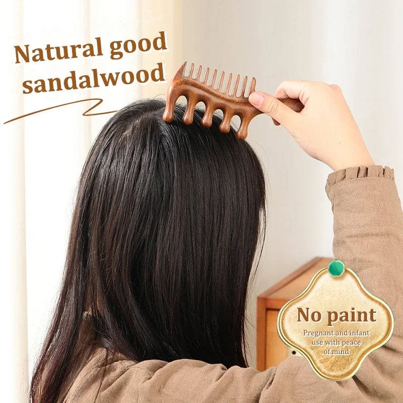 Sandalwood Double-Sided Scalp Massage & Detangling Comb Scalp Massage Comb QXL
