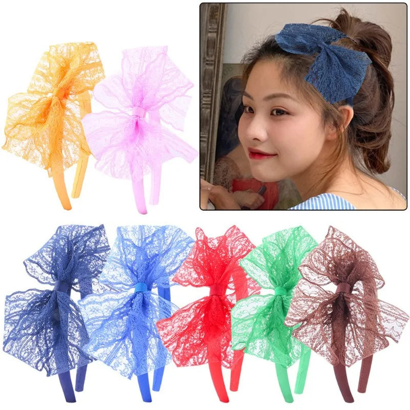 Neon Lace Bow Headband | 80s Costume Party Accessory Costume Hair Accessory QXL