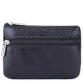 Men's Dual-Zip PU Leather Coin Purse with Card Slots Coin Purse Wallet QXL black