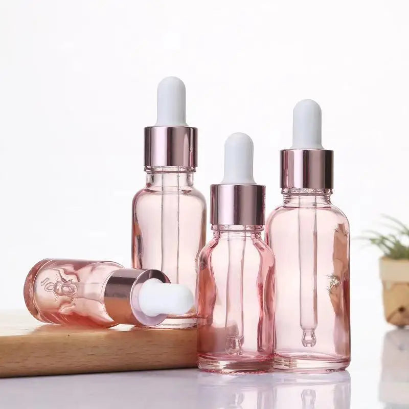 Glass Dropper Bottle 5–100ml | Rose Gold Lid Essential Oil Glass Dropper Bottle QXL