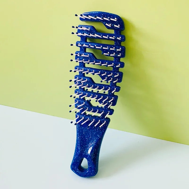 Gradient Hollow Hair Brush – Detangling Scalp Massage Comb Detangling Hair Brush QXL NO.3 Dark Blue