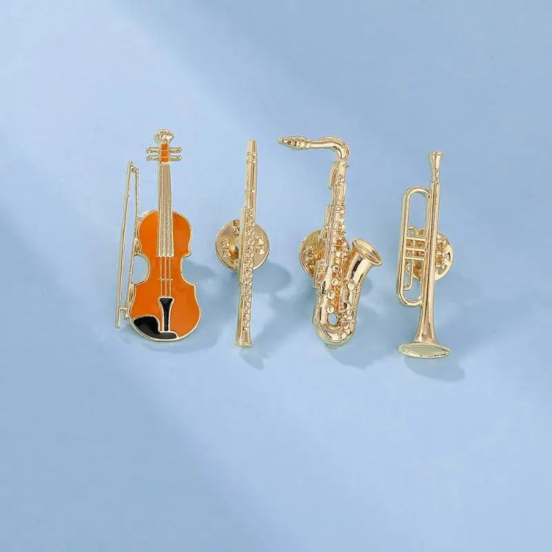 Musical Instrument Enamel Brooch Pin | Trumpet Violin Saxophone Enamel Brooch Pin QXL