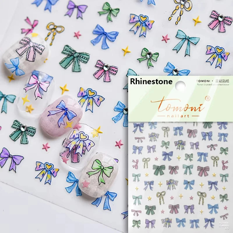 5D Kawaii Bow Tie Nail Art Stickers | Self-Adhesive Decals