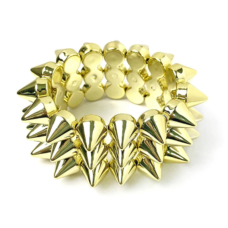 Y2K Triple Layer Spiked Bracelet | Punk Goth Charm Bracelet Punk Charm Bracelet QXL