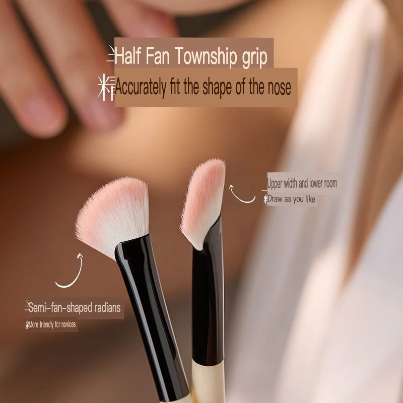 Half Fan Slanted Contour Brush | Nose Shadow & Highlight Contour Makeup Brush QXL
