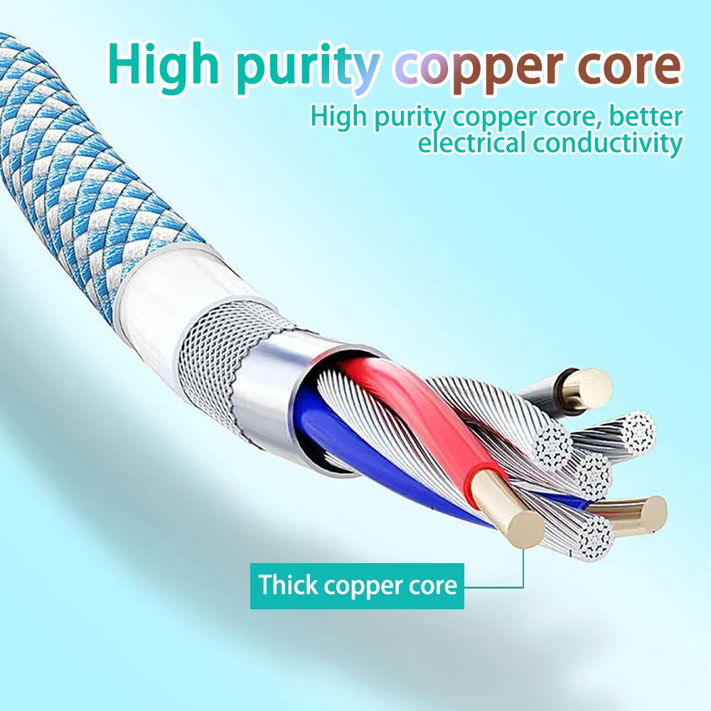 180° Rotating USB-A to USB-C Fast Charging Cable | LED & Braided USB Charging Cable QXL