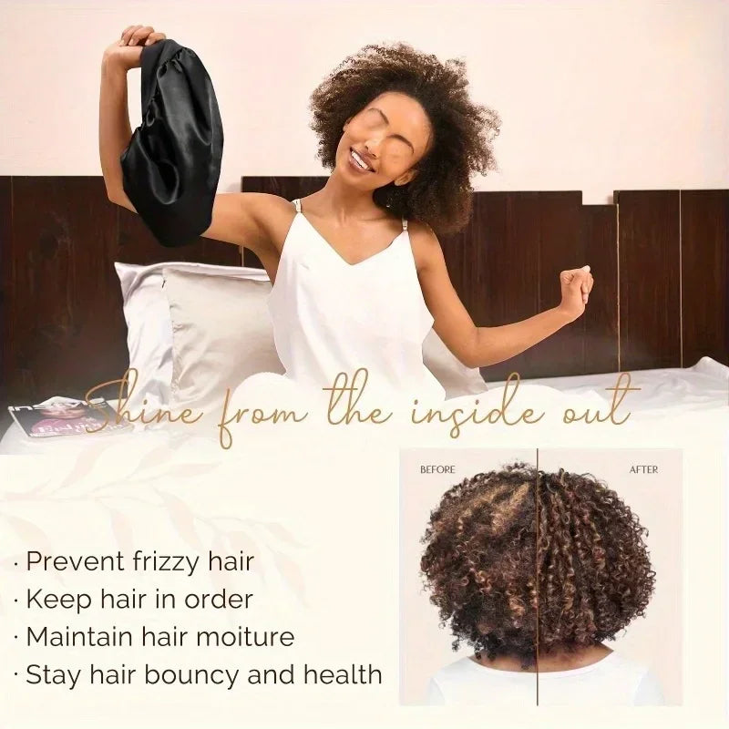 Satin Sleep Cap with Wide Elastic Band | All Hair Types Satin Sleep Cap QXL