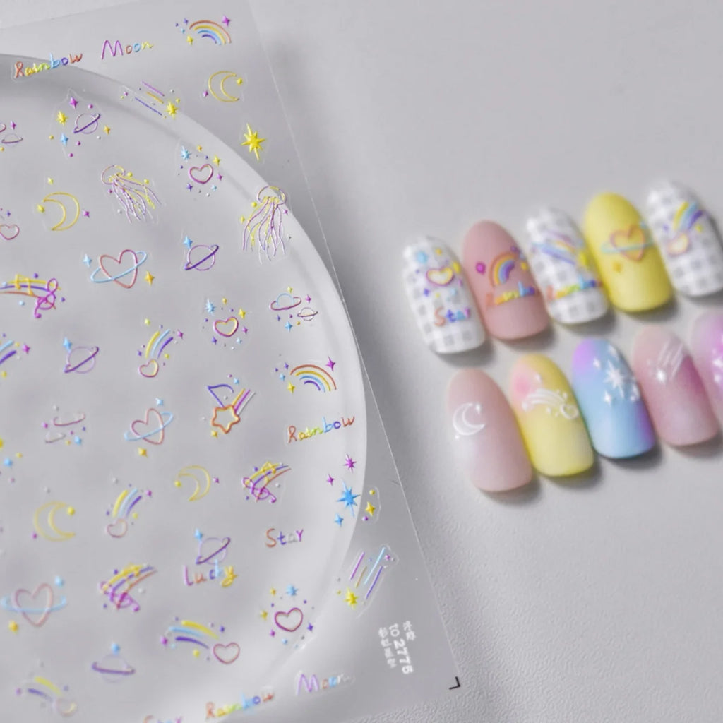 5D Starry Sky Nail Art Stickers | Star Moon Adhesive Decals Nail Art Stickers QXL 1pcs to2775
