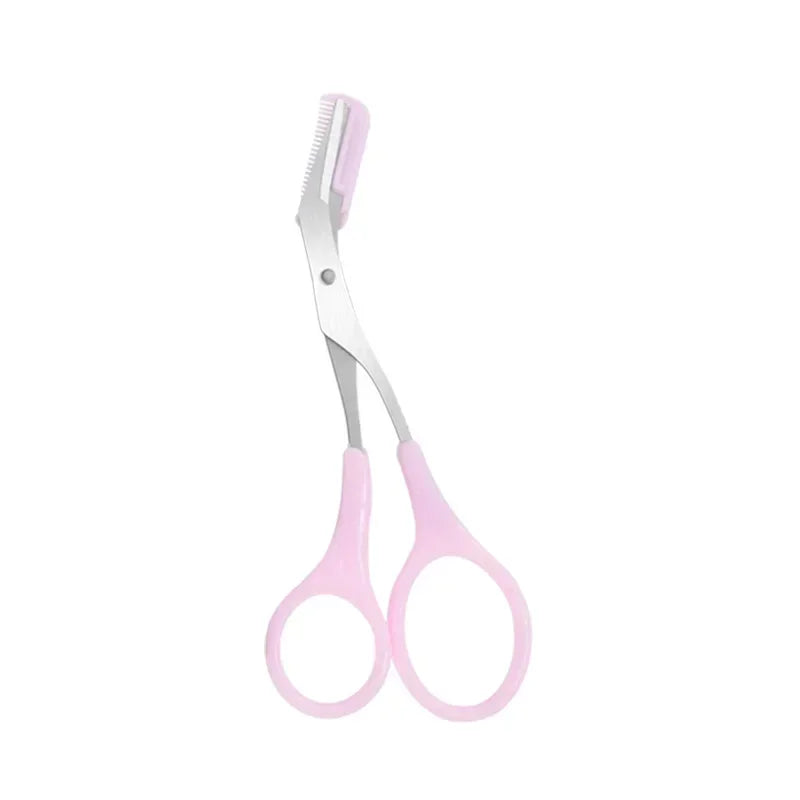 Vvocci Eyebrow Scissors with Comb | Stainless Steel Trimmer Eyebrow Trimmer Scissors QXL Pink
