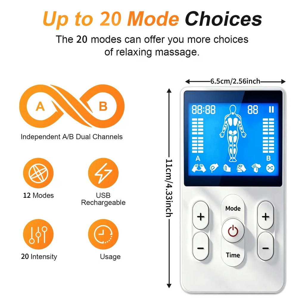 3-in-1 TENS EMS Muscle Stimulator | Dual Channel Massager EMS TENS Massager QXL