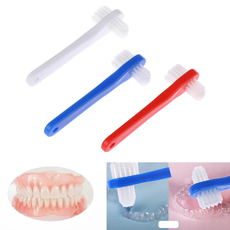 T-Shape Dual-Head Denture Brush | False Teeth Cleaner Denture Brush QXL