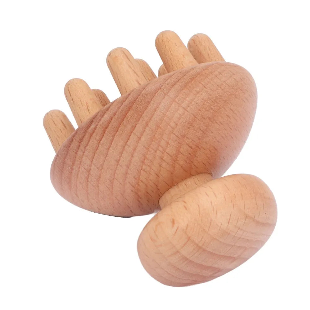 Wood Mushroom Massager | Beech Wood Ergonomic Scalp Tool Handheld Massager QXL
