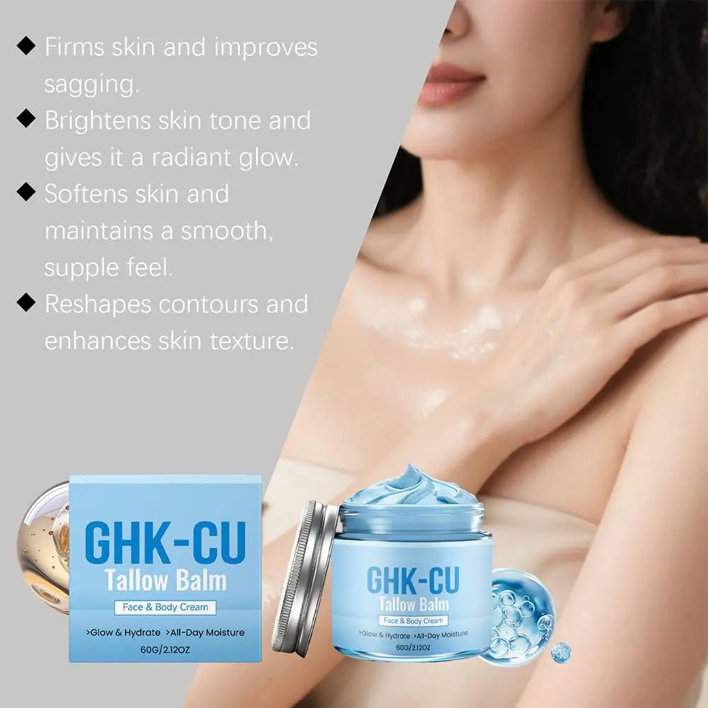 GHK-Cu Copper Peptide Blue Balm Cream | 72hr Deep Hydration Face Moisturizer Cream QXL