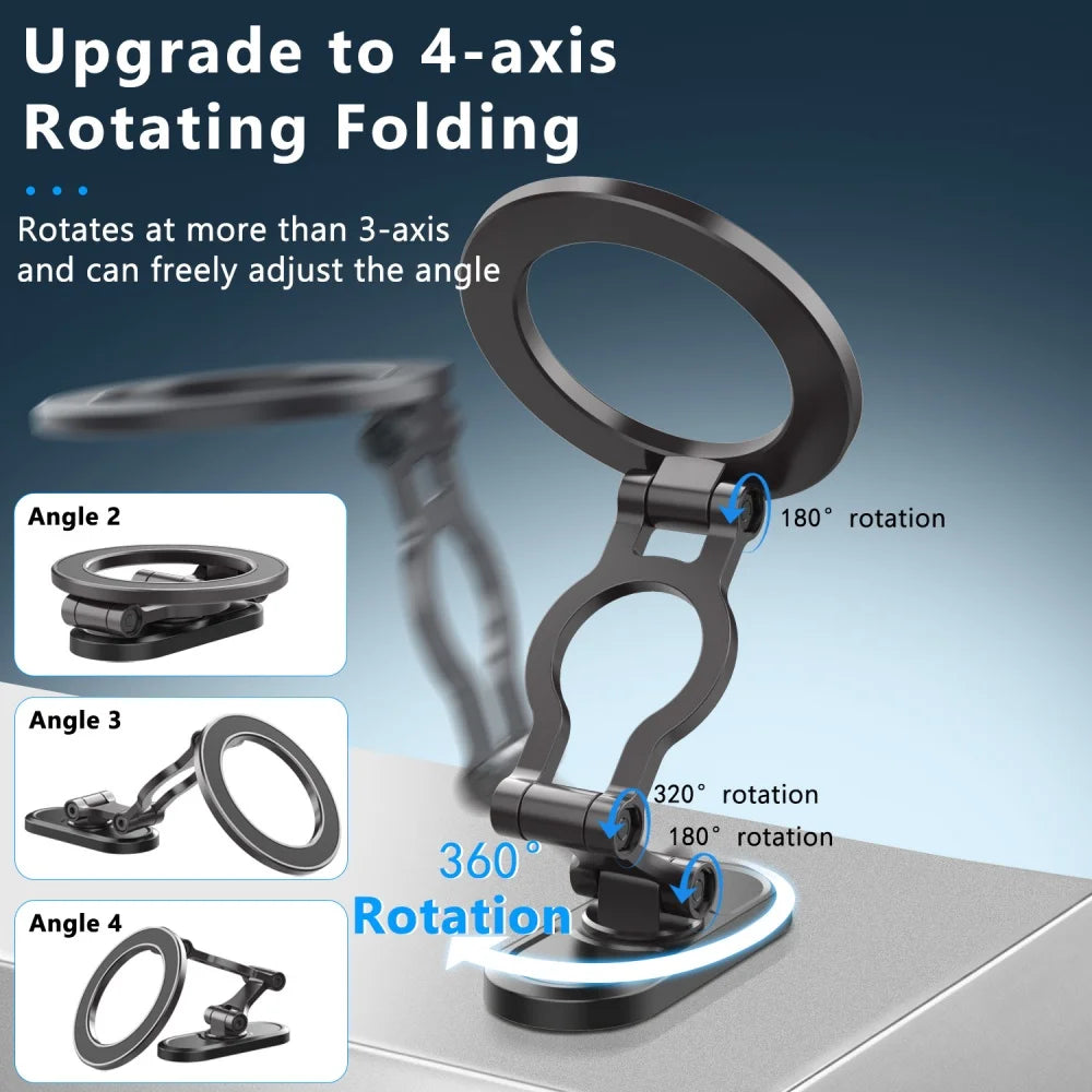 360° Magnetic Car Phone Mount | Foldable Metal Suction Cup Car Phone Mount QXL