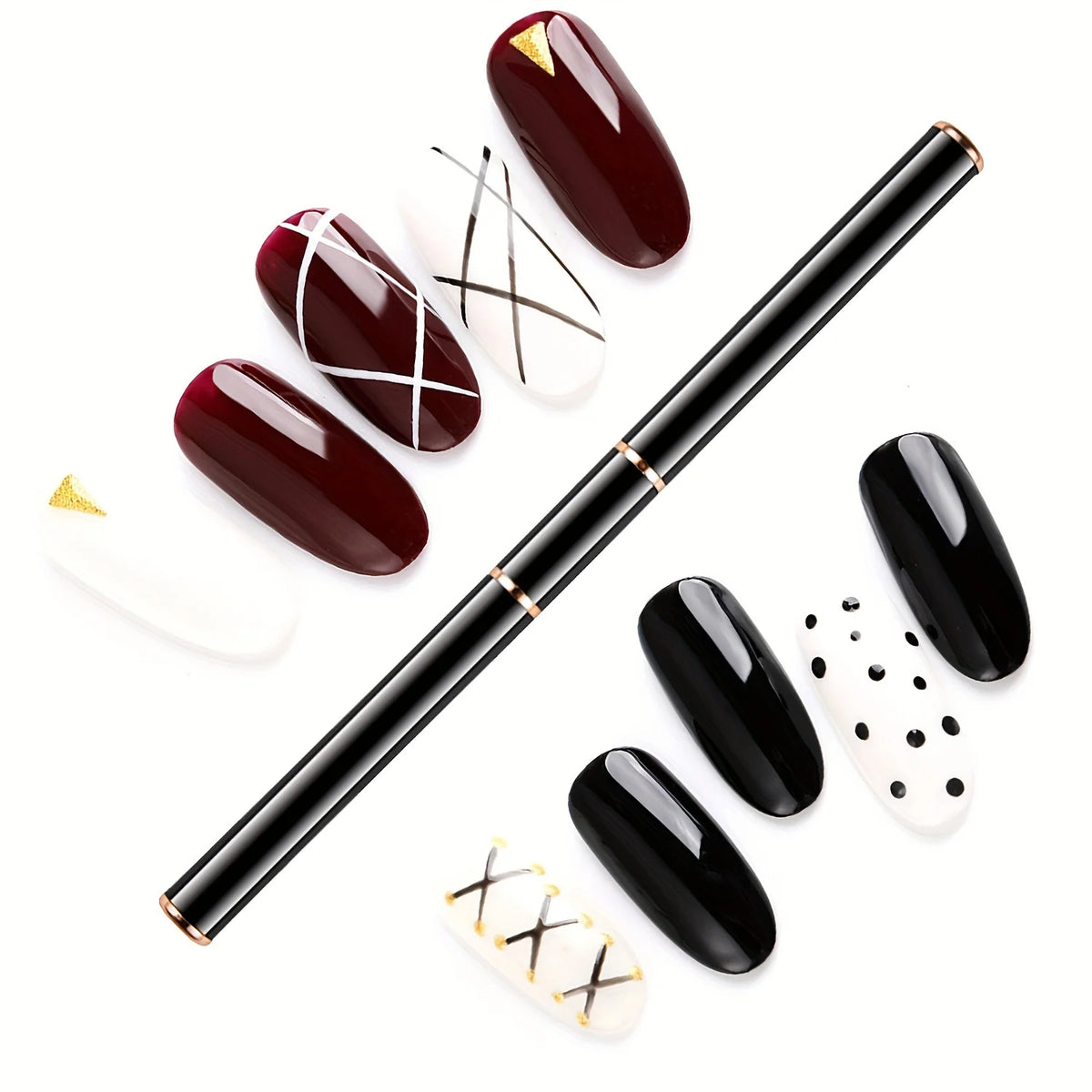 5-Pack Dual-End Nail Art Liner Brush | Fine Tip & Striper Set Nail Art Brush Set QXL