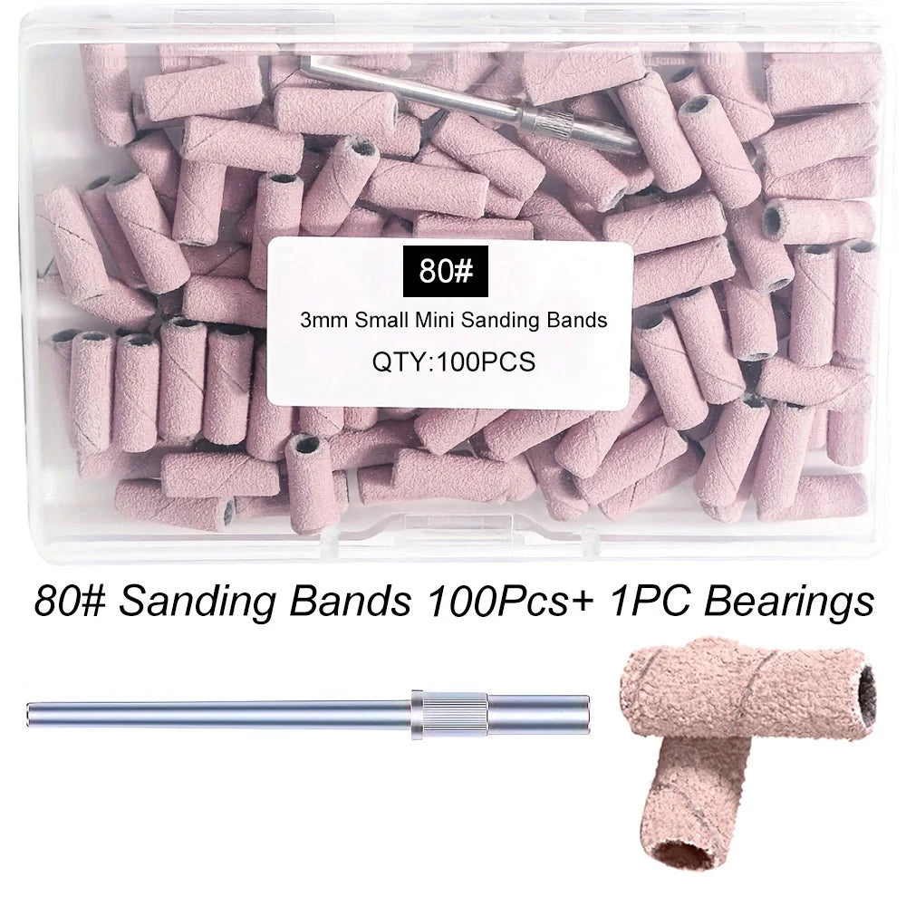 3mm Mini Sanding Bands for Nail Drill | 80–240 Grit | FUMOSIK Nail Sanding Bands QXL Pink 101PC