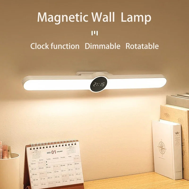 Magnetic LED Wall Lamp – Clock, Dimmable, USB Rechargeable LED Wall Lamp QXL