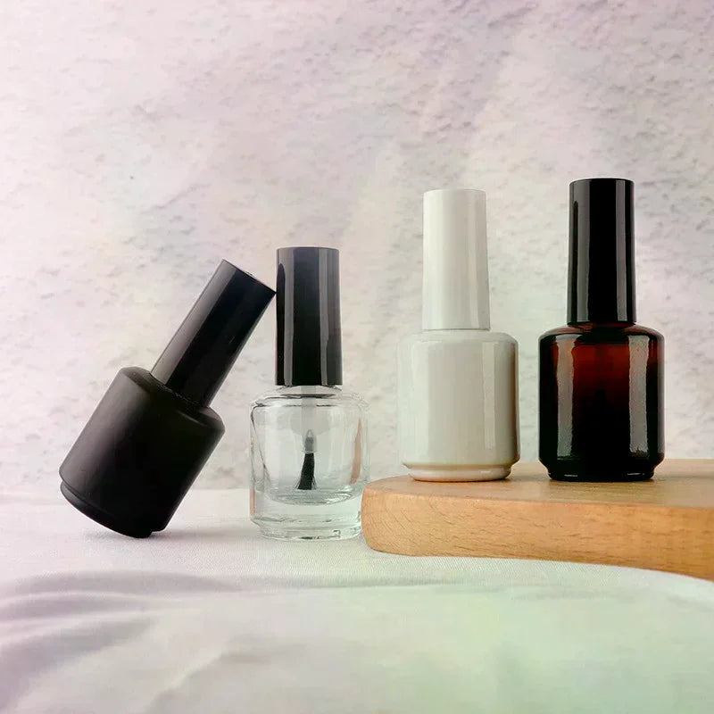 15ml Empty Glass Nail Polish Bottle with Lid & Brush Nail Polish Bottle QXL