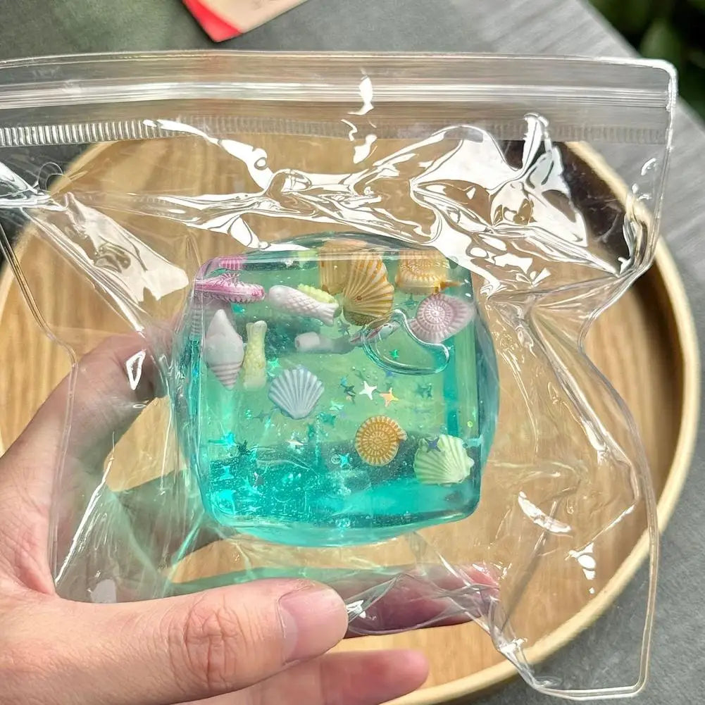 Sea World Shell Squishy Cube Fidget Toy | Ocean Sensory Fidget Sensory Toy QXL