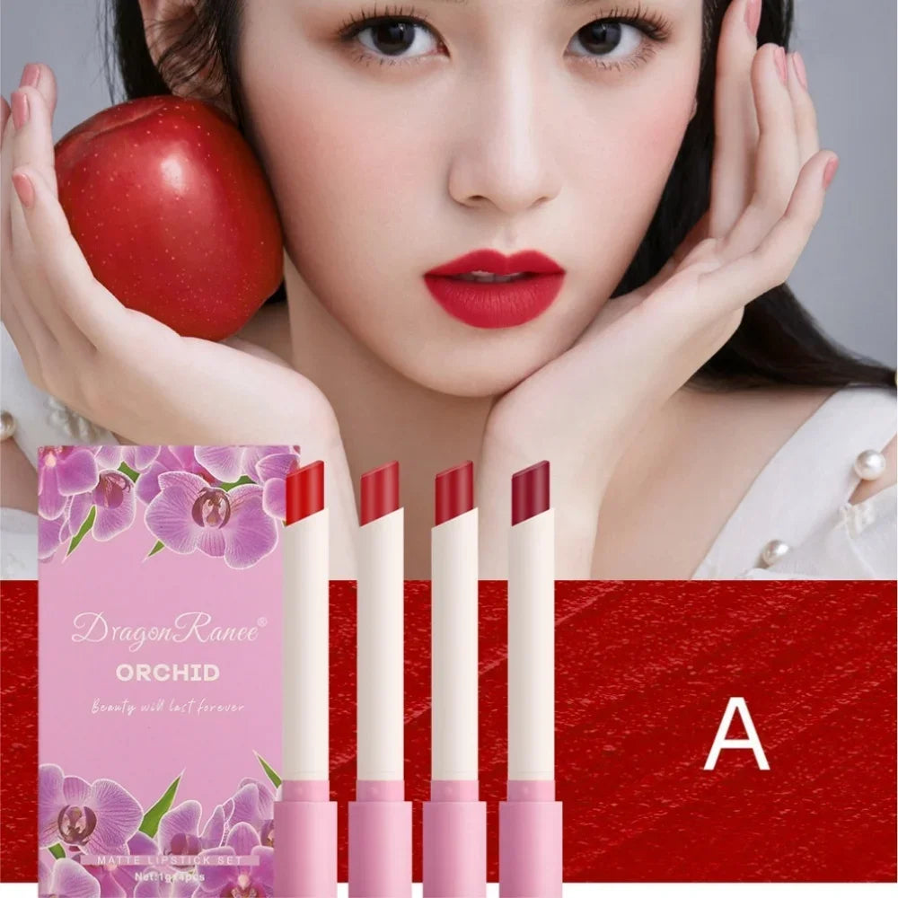 Dragon Ranee 4-Pc Velvet Matte Lipstick Set | Cigarette Design Matte Lipstick Set QXL