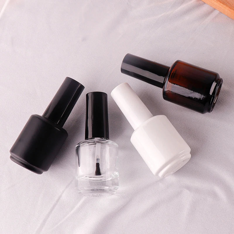 15ml Empty Glass Nail Polish Bottle with Brush & Lid Nail Polish Bottle QXL