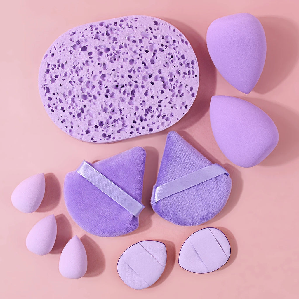 KOSSHOW 10-Pc Purple Makeup Sponge Set | Blending & Puffs Makeup Sponge Set QXL