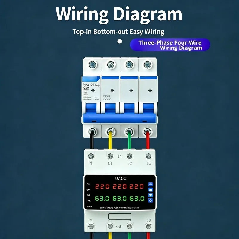 3-Phase 4-Wire Voltage Current Protector Relay 63/100A Voltage Protection Relay QXL