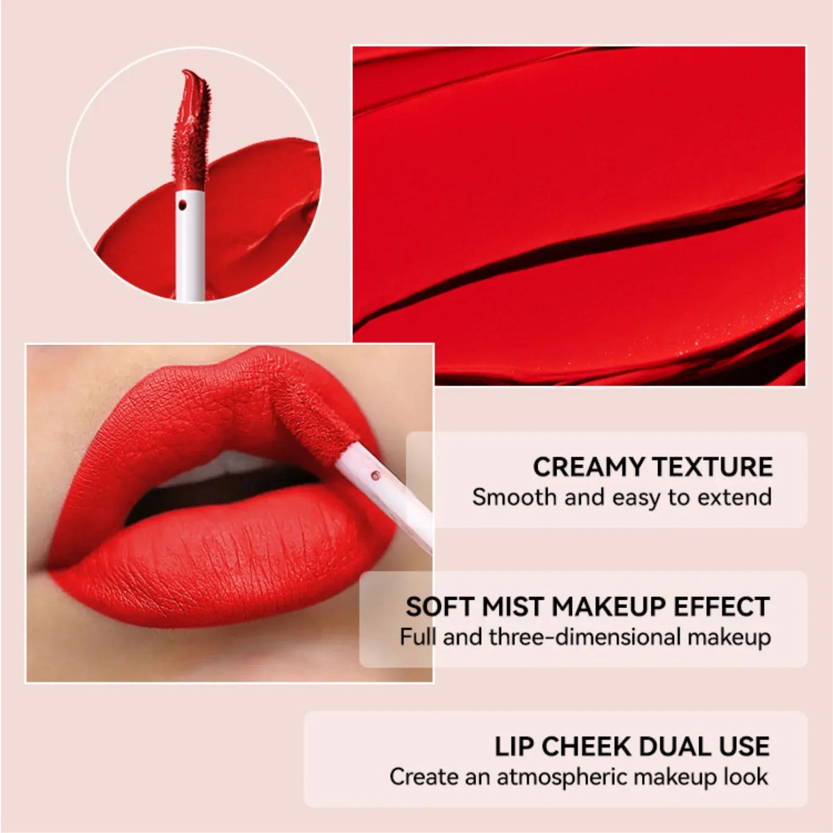 MLSMILE 6-Color Velvet Matte Liquid Lipstick | Long-Lasting Lip Tint Liquid Matte Lipstick QXL