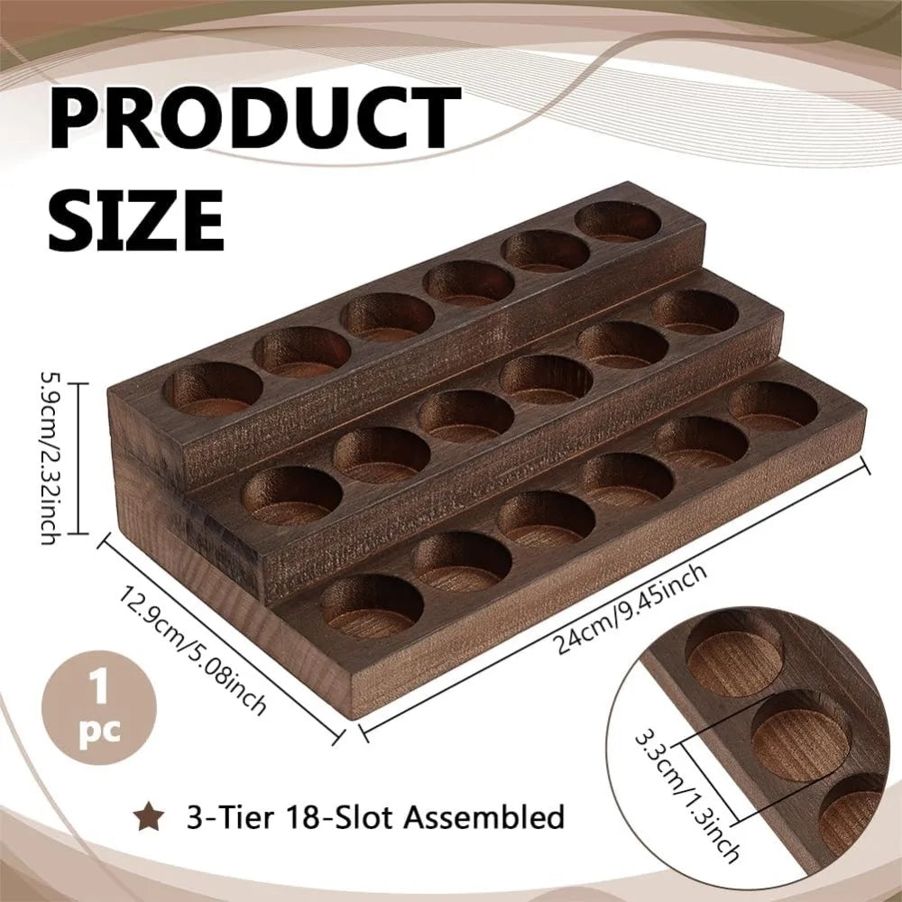 3-Tier 18-Slot Wooden Essential Oil Display Stand Organizer Essential Oil Organizer QXL