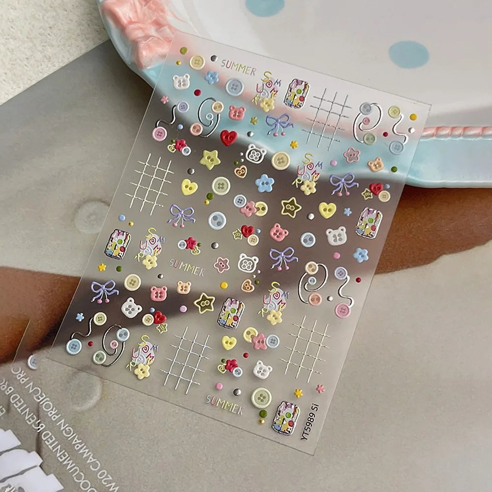 Kawaii 3D Nail Art Stickers | Cute Cartoon Self-Adhesive Decals Nail Art Stickers QXL Style 1