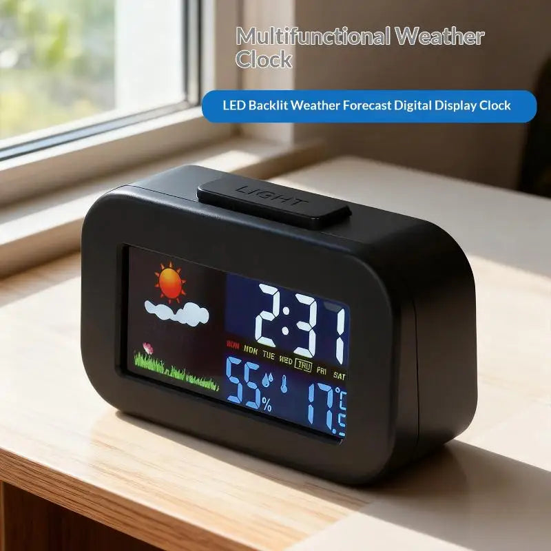 Weather Station Clock | Color Display Temp & Humidity Monitor Weather Station Clock QXL