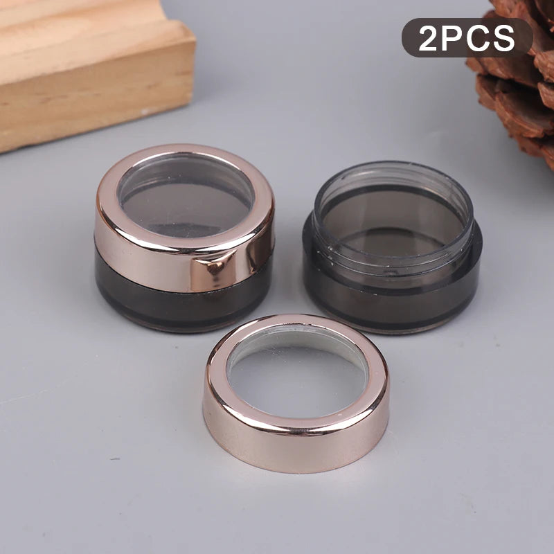 2-Pack 5g Transparent Nail Glitter Jars | ABS Storage Case Nail Glitter Storage Jar QXL Black bright gold
