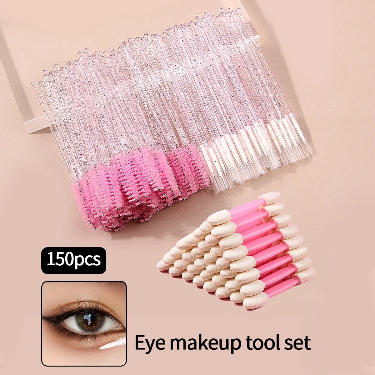 150-Pc Eye Brush Set | Lash, Eyeliner & Sponge Blending Brushes Eye Makeup Brush Set QXL