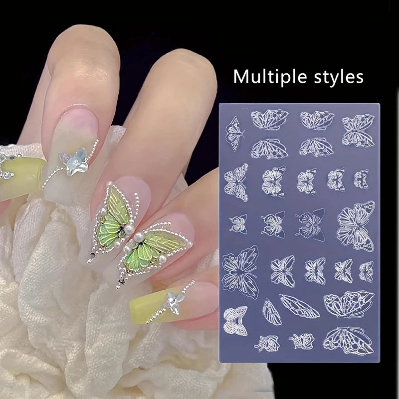 3D Butterfly Silicone Nail Mold | DIY UV Gel Carving Stencil Silicone Nail Mold QXL
