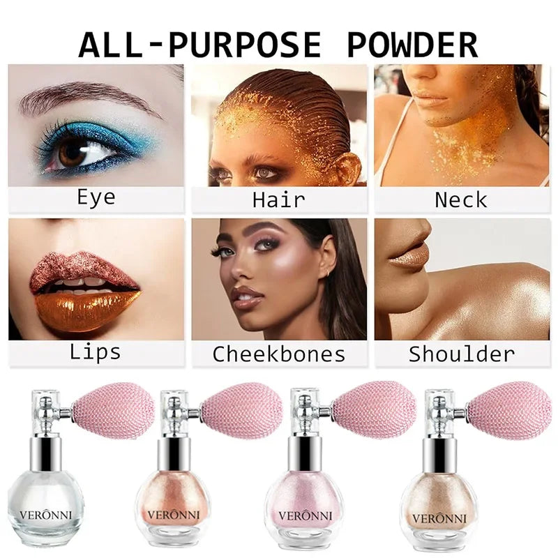 VERONNI Body Shimmer Spray Powder | Glitter Highlight Makeup Body Shimmer Spray QXL